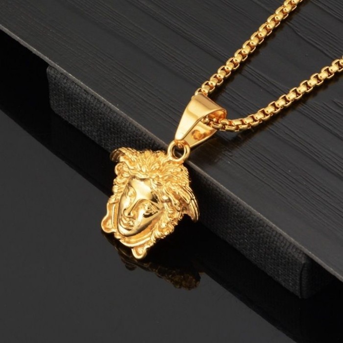 Vòng cổ mặt dây chuyền đầu Medusa cao cấp, phong cách sang trọng và cá tính dành cho nam