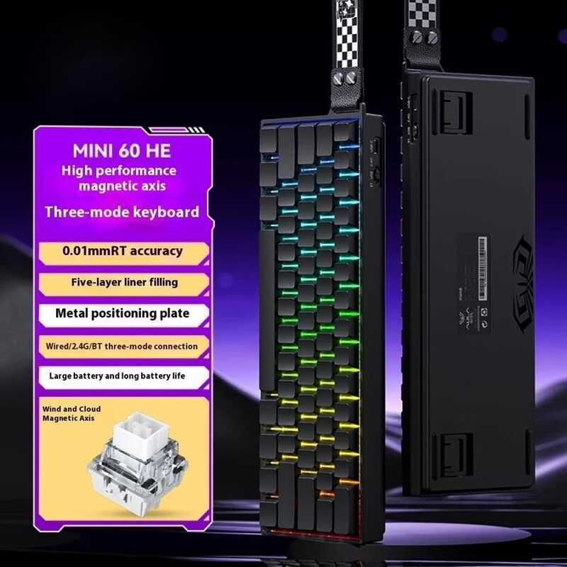 Bàn phím chơi game AULA MINI 60HE Max với switch từ - Sản phẩm chính hãng mới 100% - BH12