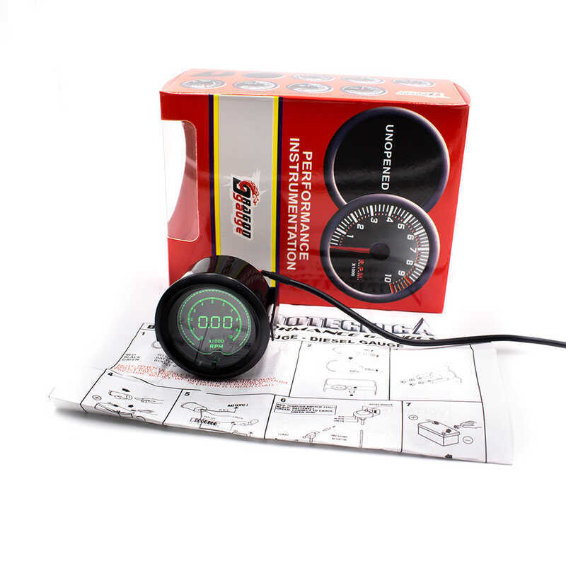 Xe Sửa Đổi EVO Tachometer 7cm 52mm0-11.0000RPM LED Hiển Thị Kỹ Thuật Số 7 Màu Nền Ánh Sáng Tachomete