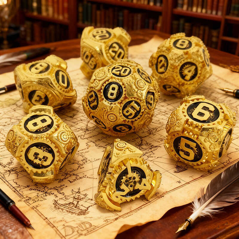 Metal DND Gear Dice TRPG Dungeon and Dragon Multi-Faced Cthulhu Dice COC Running Team D6 Board Game 