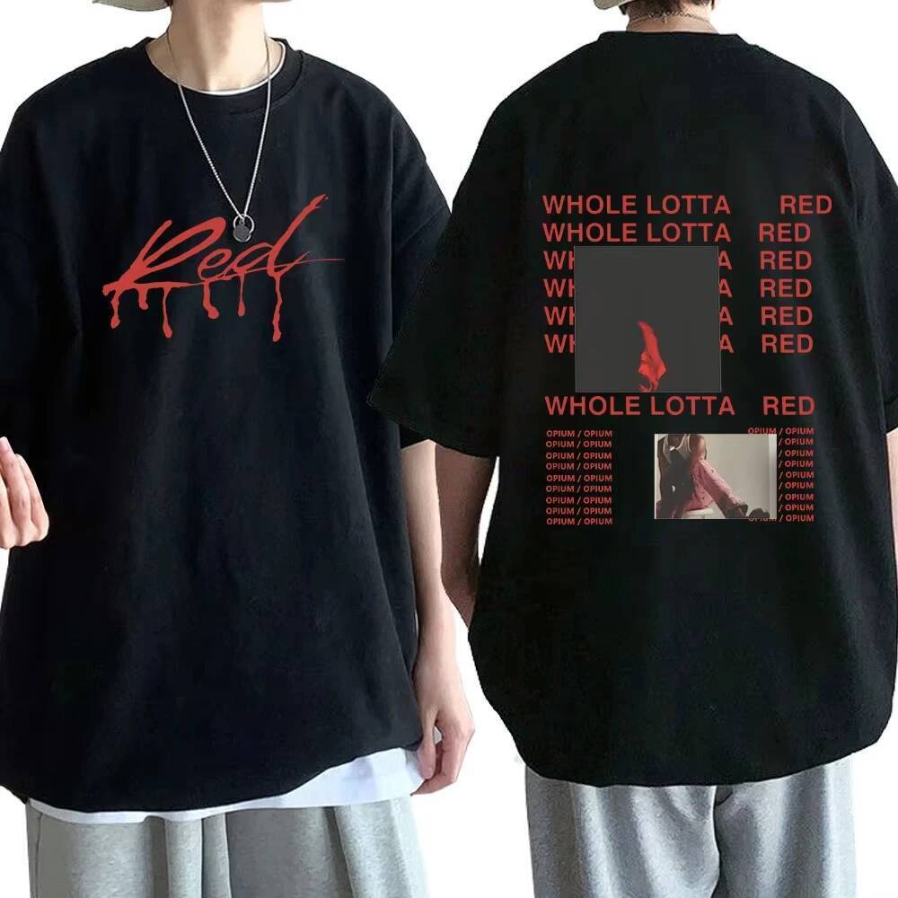 RAPPER PLAYBOI CARTI - Áo Thun Lotta Đỏ Opium Merch, Size Quá Khổ, Phù Hợp Đi Dạo Phố