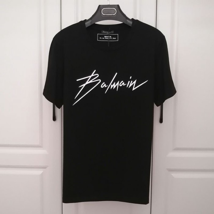 Balmain 26 Mới Xuân Hè In Chữ Cùng Phong Cách Áo Thun Balmain Tay Ngắn Cho Nam Nữ, Chữ Vàng