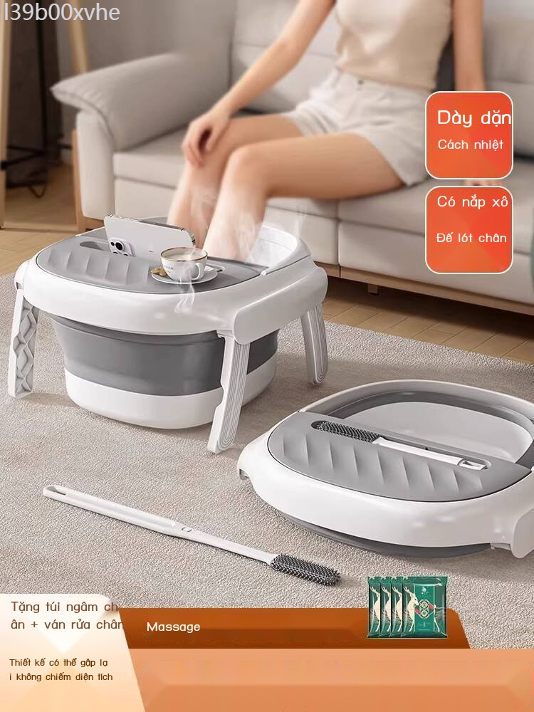 [Hàng có sẵn/Ảnh thật] Chậu gập Miaoli hỗ trợ, tại nhà có nắp, rửa dày, chậu ngâm chân di động
