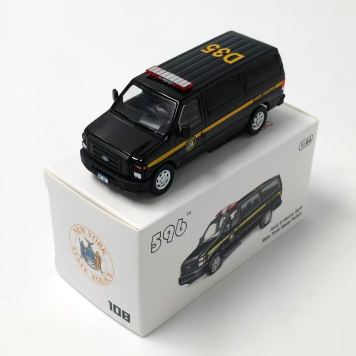 1: 64 Ford E-Series Vans NYPD Hợp Kim Mô Phỏng Xe Ô Tô Bộ Sưu Tập Mô Hình Đồ Trang Trí 596 Out of Pr