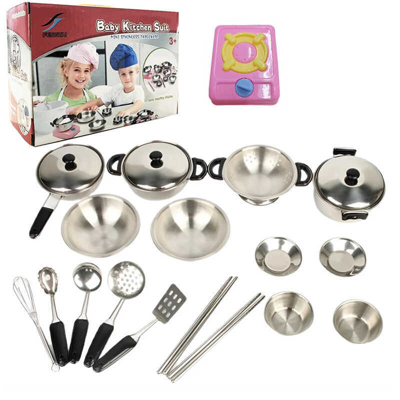 Nhà nấu ăn được chọn lọc nghiêm ngặt Đồ chơi nhà bếp Mô phỏng Mini Bộ đồ dùng nhà bếp hợp kim thép k