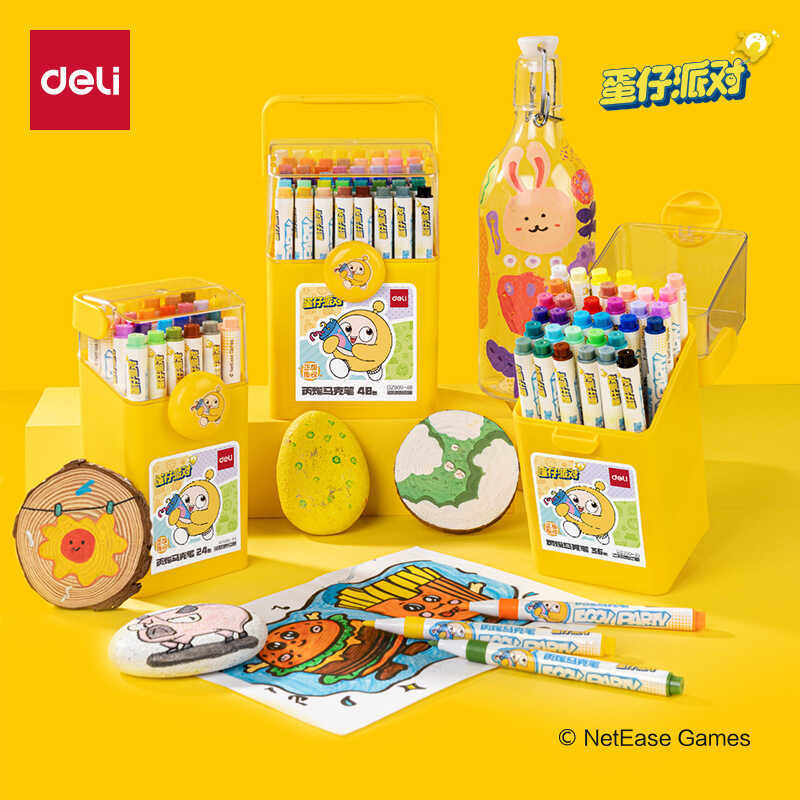 Deli DZ909 Eggboy Đảng Sinh Viên Acrylic Bút Đánh Dấu Trẻ Em Nghệ Thuật Màu Nước Bút 24 Màu 36 Màu 4