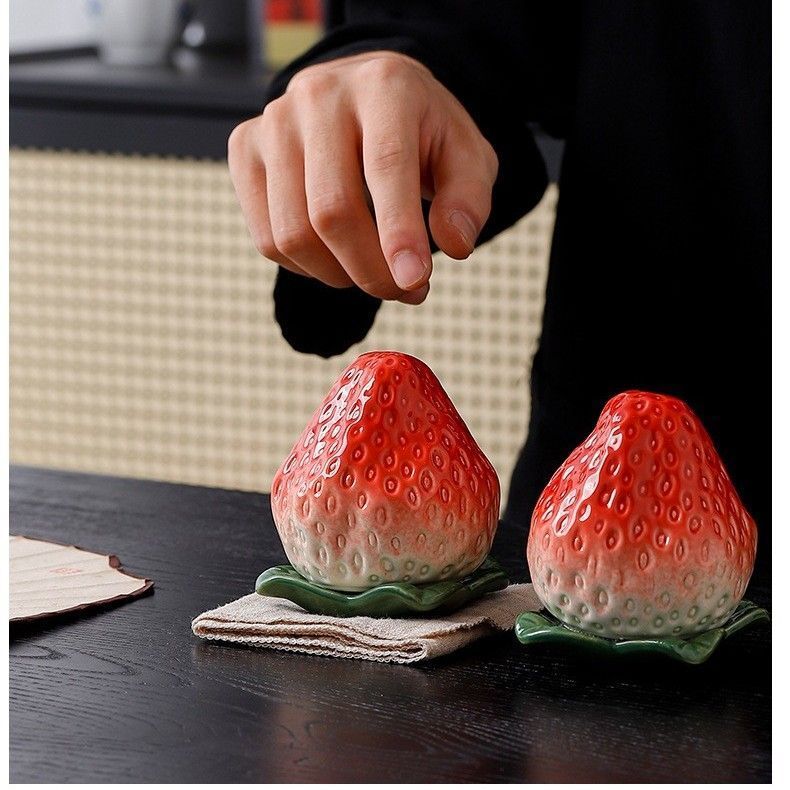 Hũ đựng trà dâu tây sáng tạo phong cách Trung Quốc, gốm sứ, kín hơi, chống ẩm, hũ lưu trữ mini dùng 