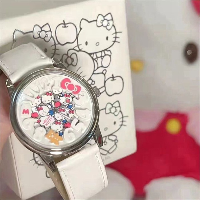 2026 New Cute Cartoon Kt Cat Three-dimensional Digital Watch Girly Heart Student Children's Watch B