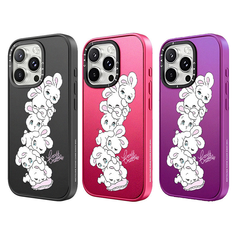 Ném Gối Thỏ Matte Acrylic TIFY Ốp Lưng Điện Thoại iPhone 17 16 15 14 13 Pro Max Vỏ Hút Từ Tính Vỏ Ch