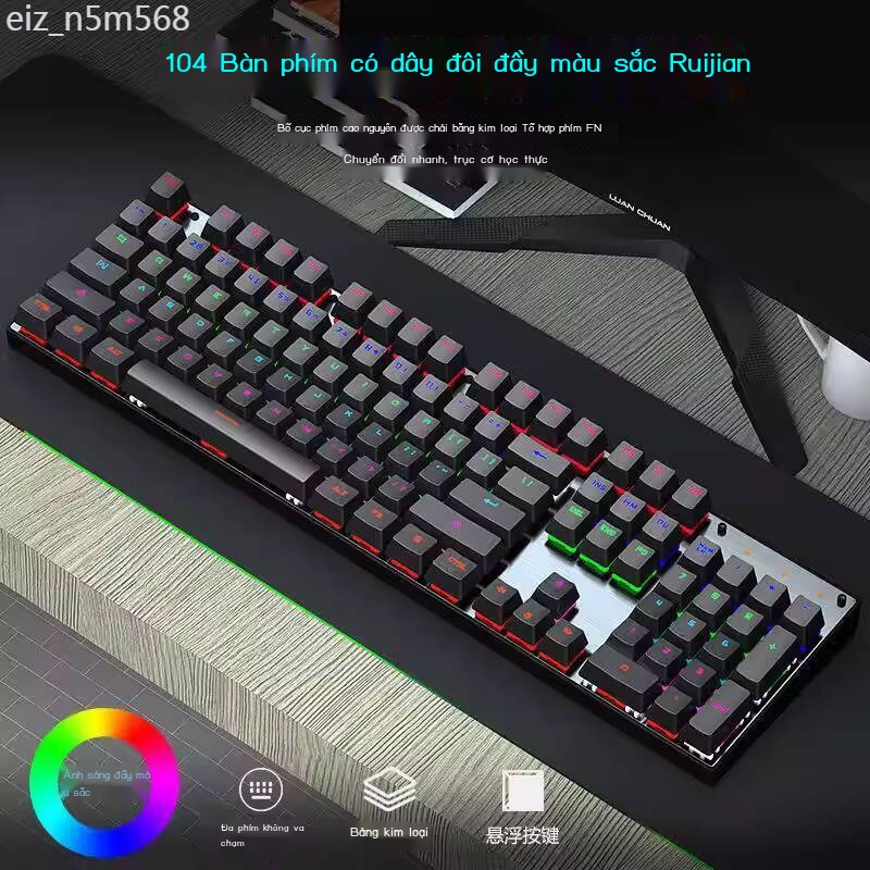 [Đa Năng] Bàn K660 phong cách Punk RGB, switch xanh, vỏ kim loại, 104 phím, bàn phím cơ học chơi ga