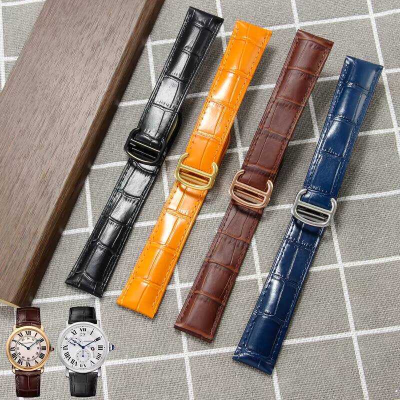 Thích hợp cho Cartier Tank Strap Nam Nữ Da Thật Chính Hãng Xe Tăng Phải London Solo Họa Tiết Cá Sấu 