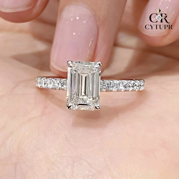 [CYTUPR] Nhẫn hình chữ nhật Moissanite 1ct độc đáo thời trang