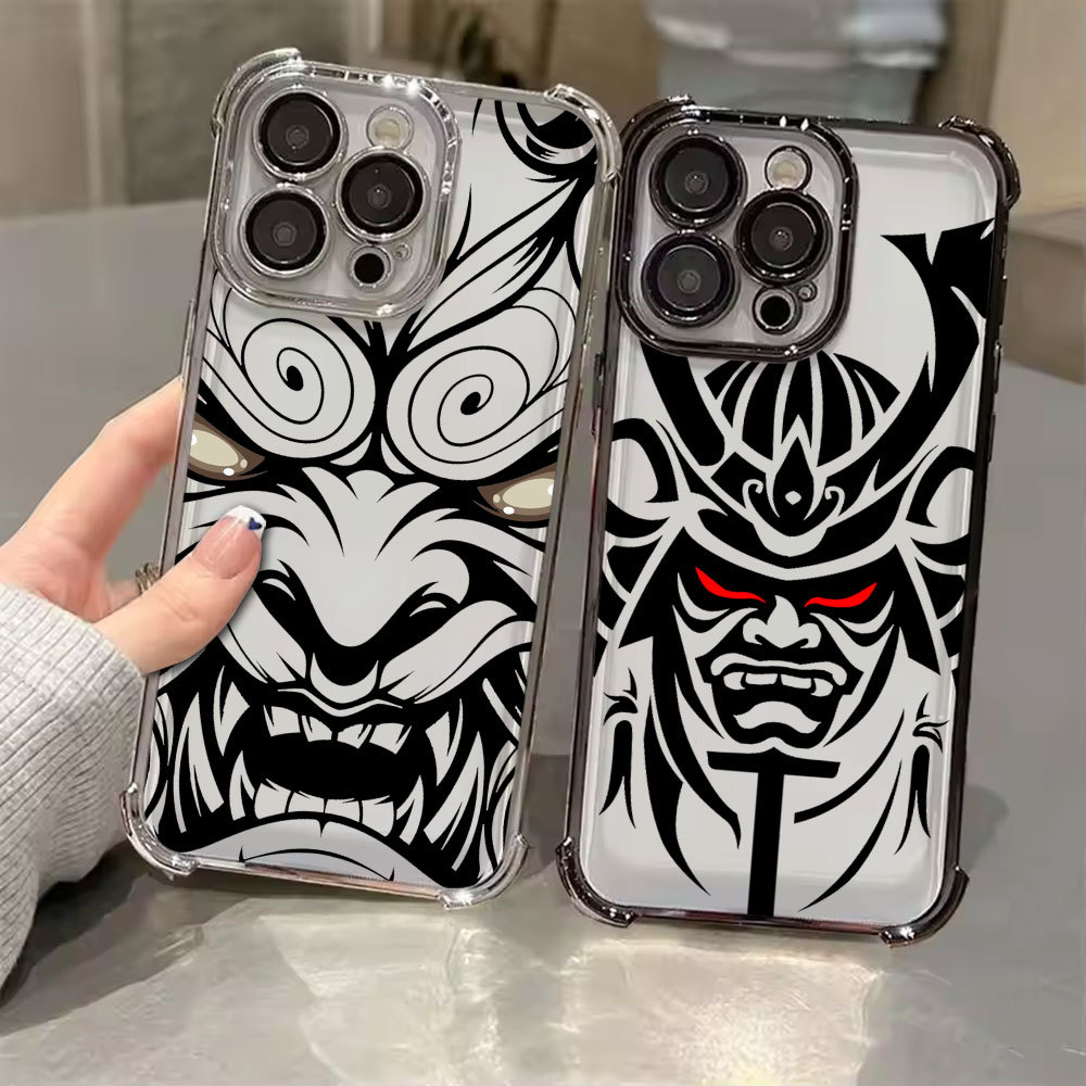 Hannya Oni Warrior Ghost Mask Mạ Điện Dành Cho Samsung A57 5G A37 A17 A07 Vỏ Trong Suốt Galaxy A56 A