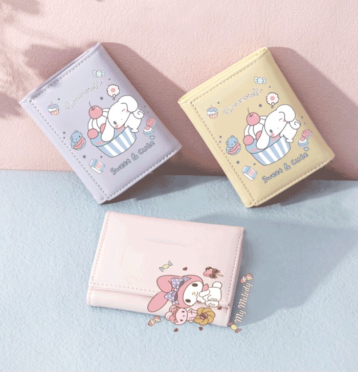 Ví Cinnamonroll Kuromi MyMelody Cinnamonroll Kuromi MyMelody Hàng hóa Ví trẻ em Ví học sinh hai chiề