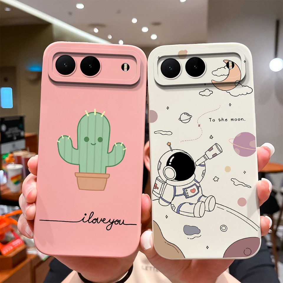 Vỏ Cho Tecno Spark 40 5G Phim Hoạt Hình Phi Hành Gia Mèo Con Vuông Chống Rơi Chống Sốc Vỏ Điện Thoại