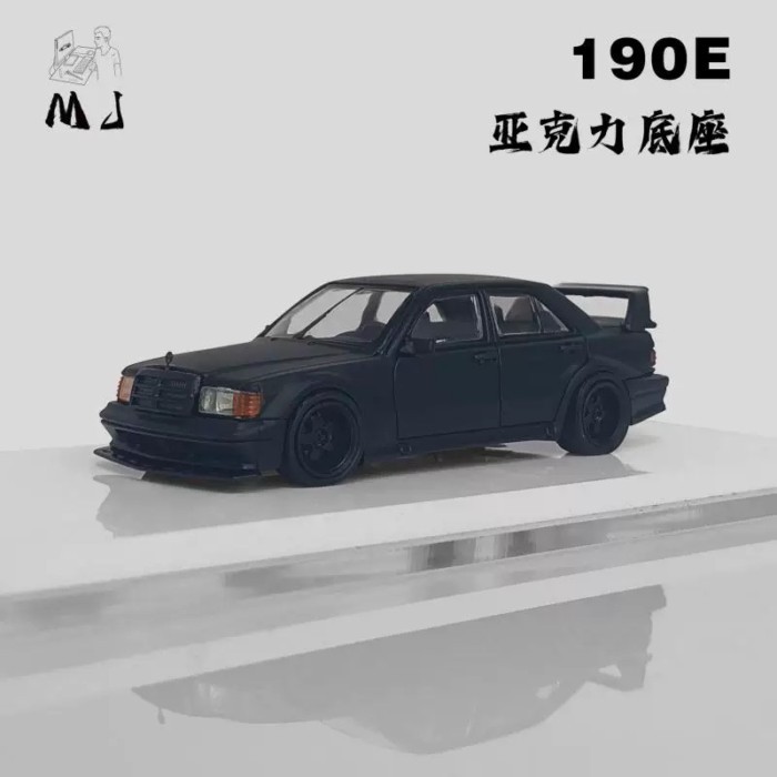 MJ 1: 64 Benz Benz 190E W201 Mẫu xe hợp kim màu đen mờ Mẫu xe không in
