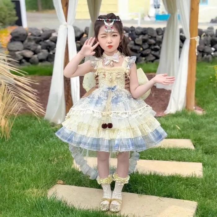 Bé Gái Gothic Đầm Công Chúa Đầm Phong Cách Bohemian Cô Gái Lông Tơ Đầm Biểu Diễn Quà Tặng....