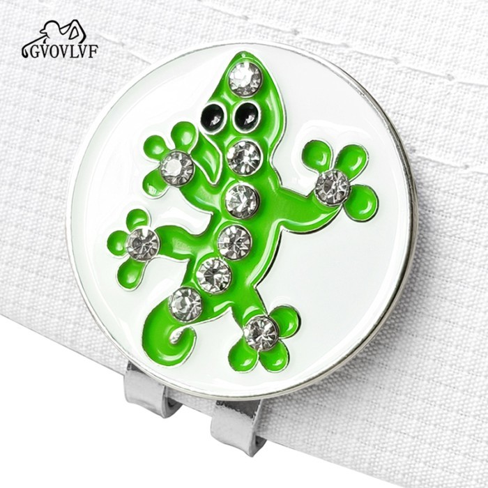 Mũ Golf Kẹp Gecko Flash Kim Cương Mark Với Nam Châm Kẹp Bóng Xanh Mark Golf Mark Tiếp Liệu