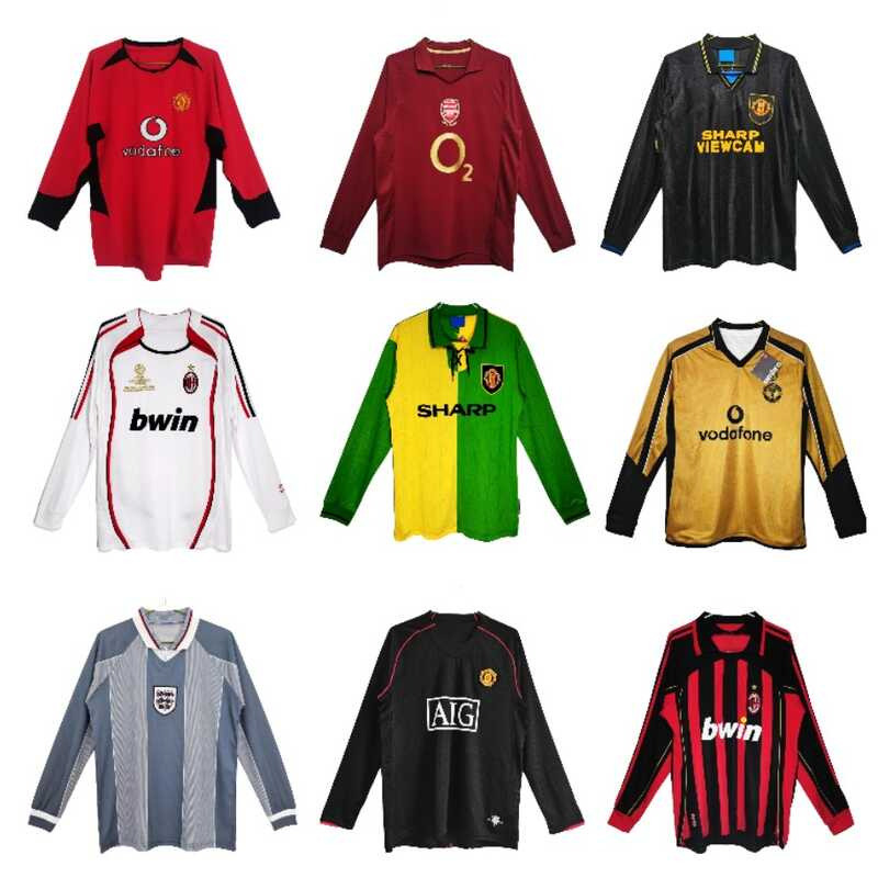 Jersey Bóng Đá Arsenal Màu Đỏ Quỷ, Phiên Bản Dài Tay Retro Mới