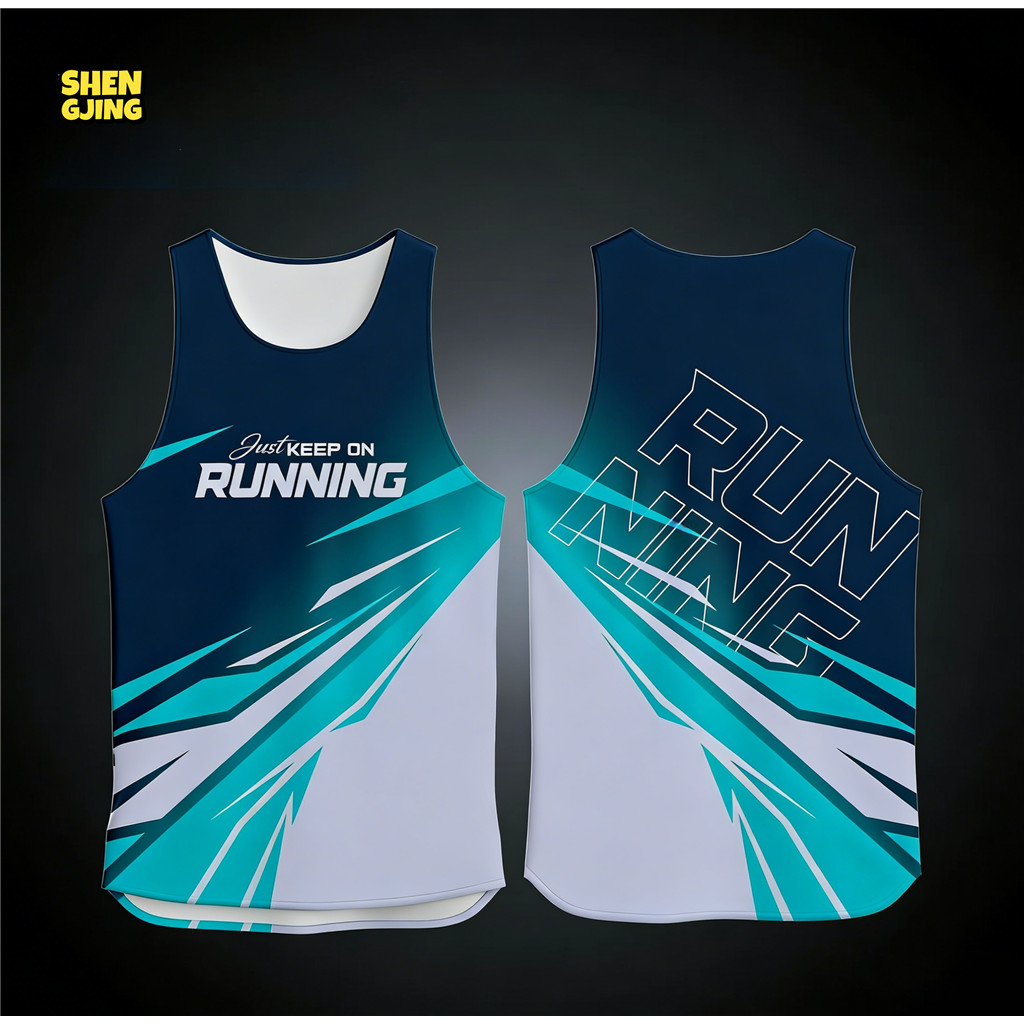(SHENGJING) Áo không tay Teal "Just Keep On Running"