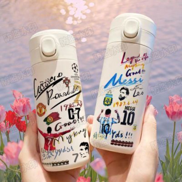 Bóng Đá Ronaldo Messi Graffiti Cách Nhiệt Cốc Dung Tích Lớn Nhẹ Mang Theo Cốc Nước Giá Trị Cao Thép