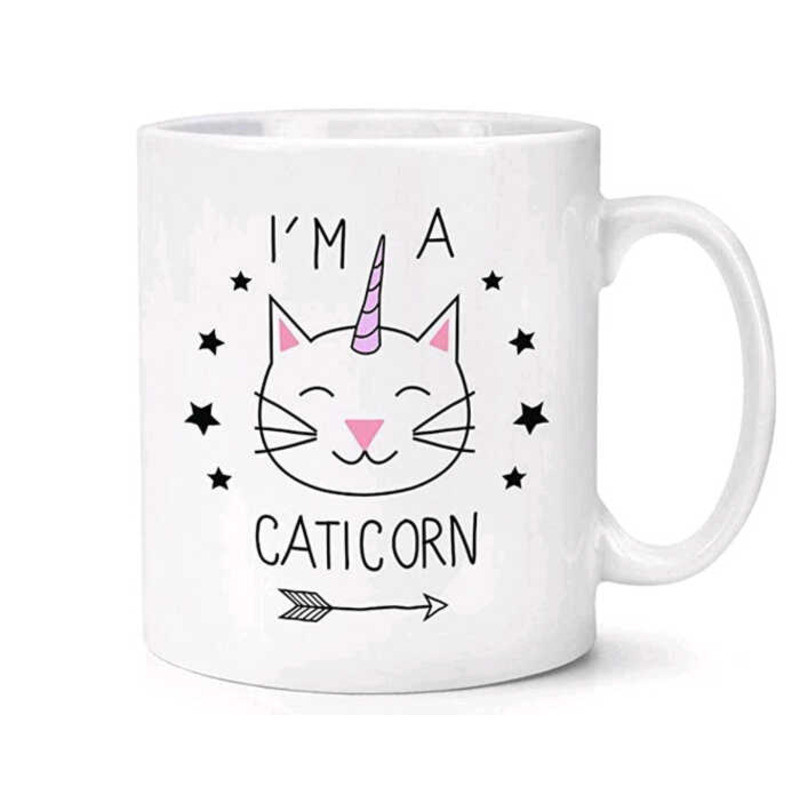 Cốc gốm sứ đơn giản Cat Unicorn 350ml Cốc sữa gốm