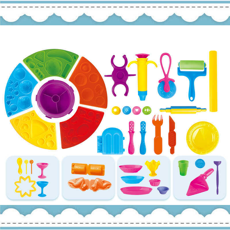 Trẻ em Play House Food Paradise Mold DIY Color Mud Plasticine Toy Set