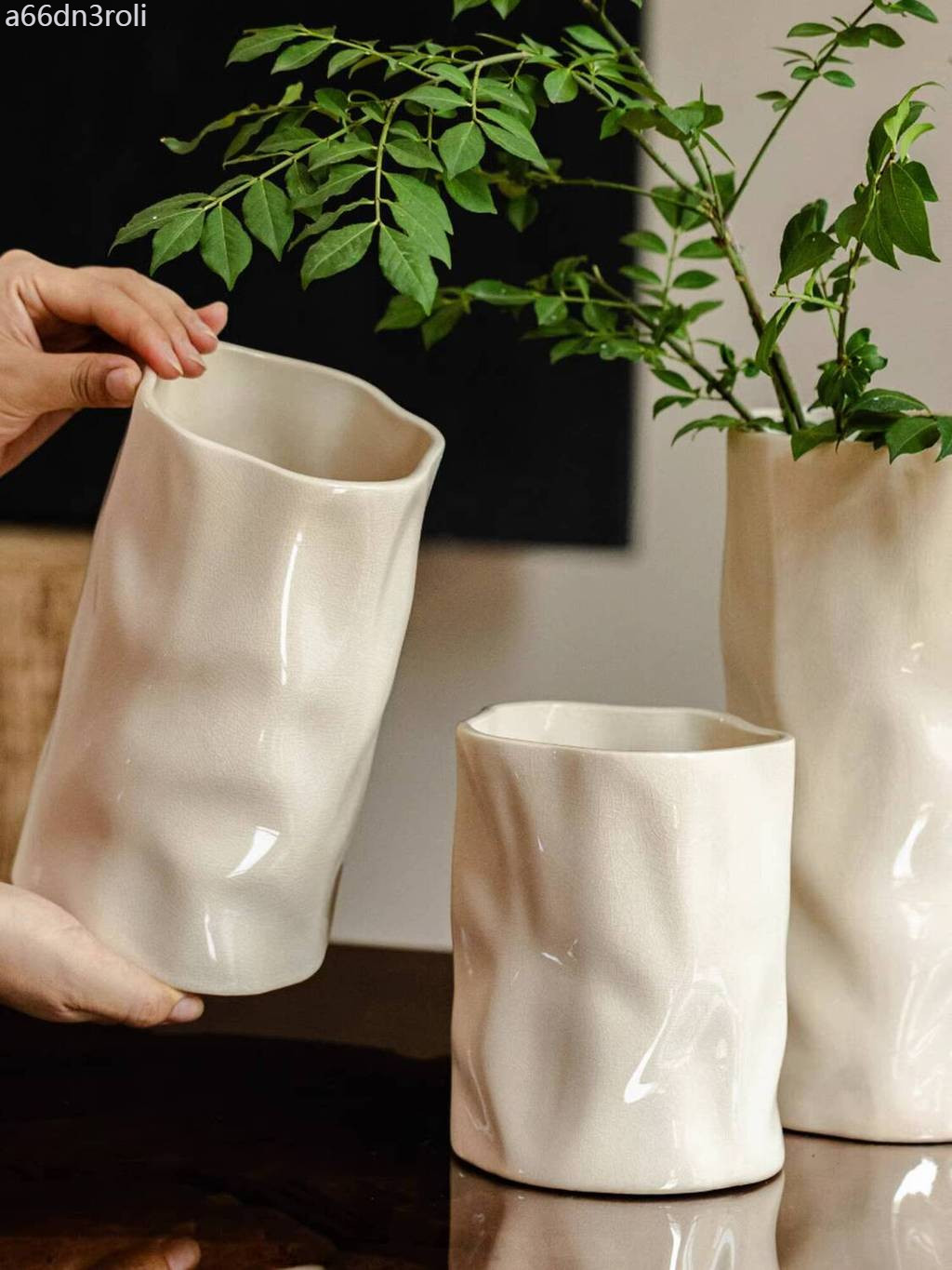 (Mới về) Lọ gốm phong cách Juhan, trang trí phòng khách, cắm tươi, hoa khô, đường kính lớn, cảm giá