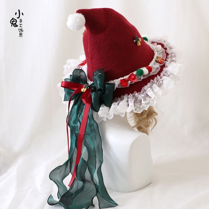 Chính Hãng Gothic Giáng Sinh Nơ Sang Trọng Ren Miko Mũ Giáng Sinh Miko Mũ Gothic Miko Mũ