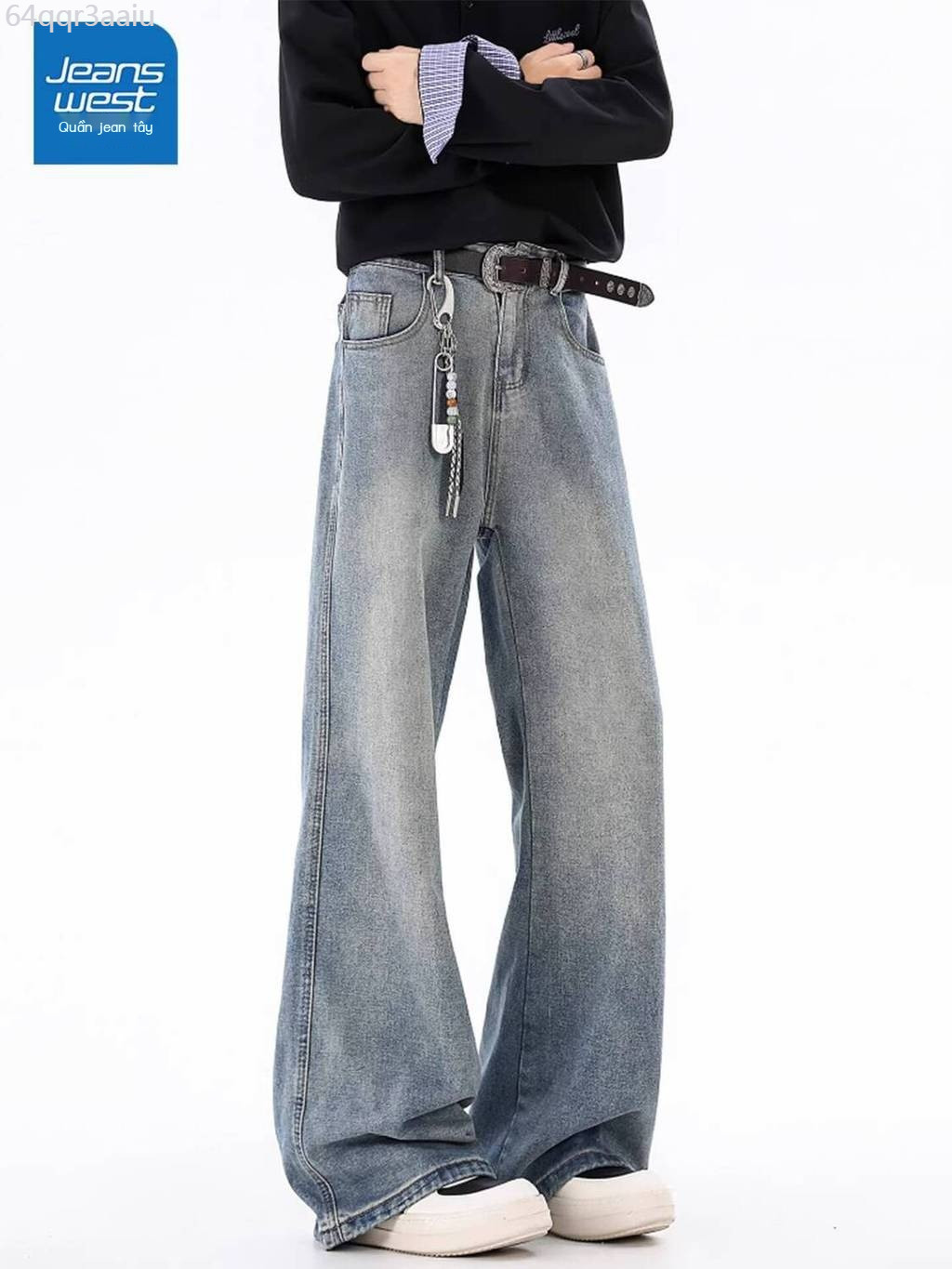 [Đa Năng] Quần West American Style, jeans vintage đã giặt cho nam, mùa xuân và thu, quần dài thẳng