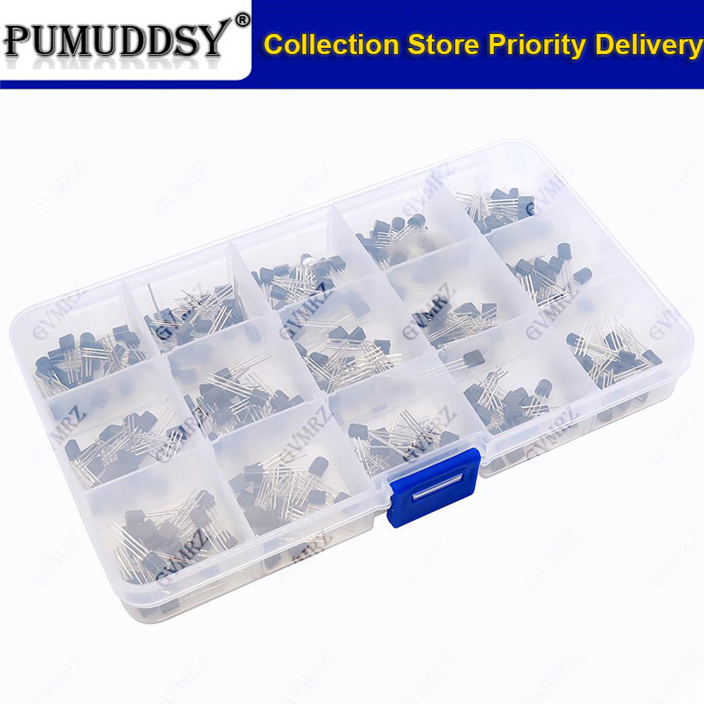 Bộ 300 Bộ 15Values TO-92 Transistor Các Loại (2N222 / S8050 / 2N3904, v.v.) cho Dự Án Điện Tử Arduin