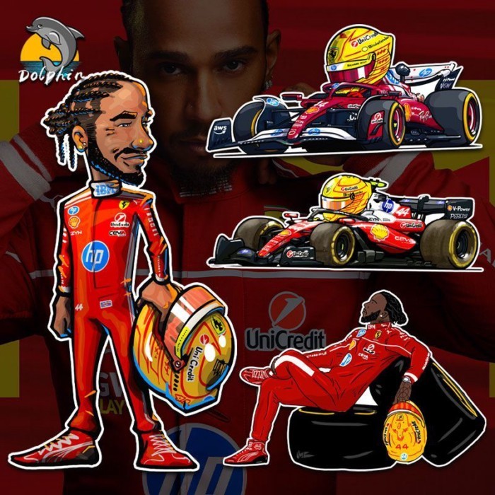 F1 Đua Xe 44 Ông Già Chị Liu Yisi Hamilton Lewis Signature Ferrari SF26 Nhãn Dán Xe Phản Quang