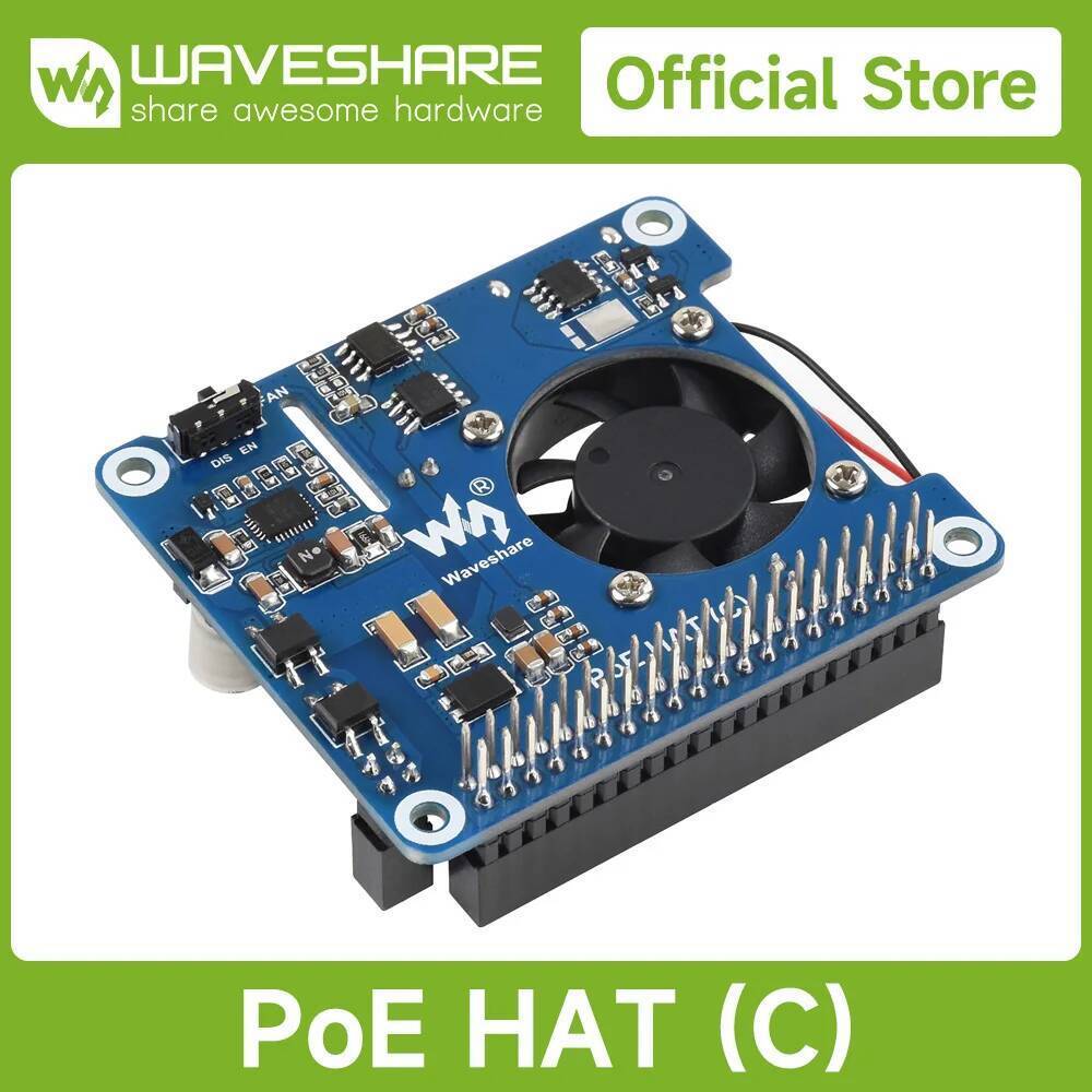 Waveshare Power Over Ethernet HAT (Loại C) POE HAT Cho Raspberry Pi 3B + / 4B, 802.3af / at-complian