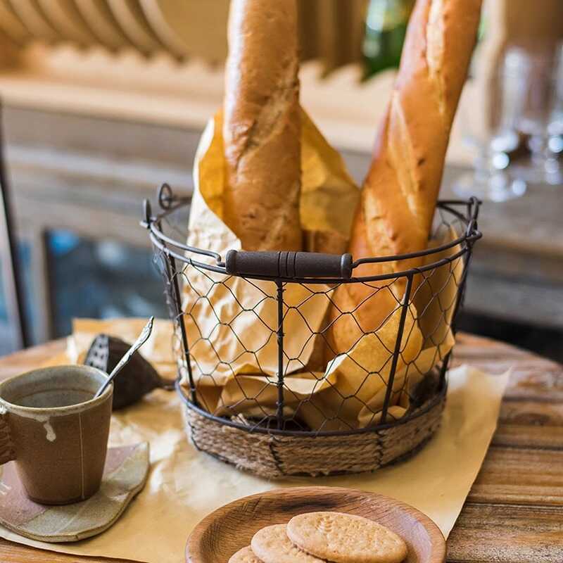 Juhan Dây Sắt Dệt Giỏ Giỏ Chứa Đồ Giỏ Trang Trí Retro Sắt ZAKKA Tạp Hóa Nước Mỹ