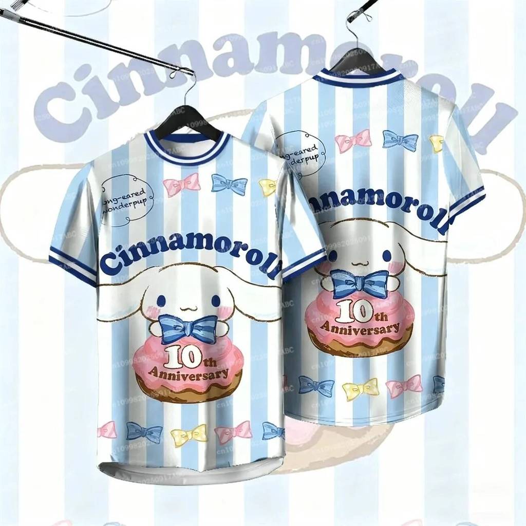 Mùa Hè Người Đàn Ông Jersey Sanrio Hello Kitty Kuromi Cinnamoroll Jersey Mùa Hè Thường Ngày 3D In Hì
