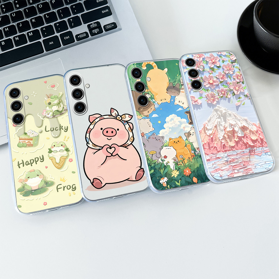 Vỏ Dễ Thương Cho Samsung Galaxy S24 FE Ốp Lưng Mèo Sakura Xinh Đẹp Mềm TPU Trong Suốt Túi Điện Thoại