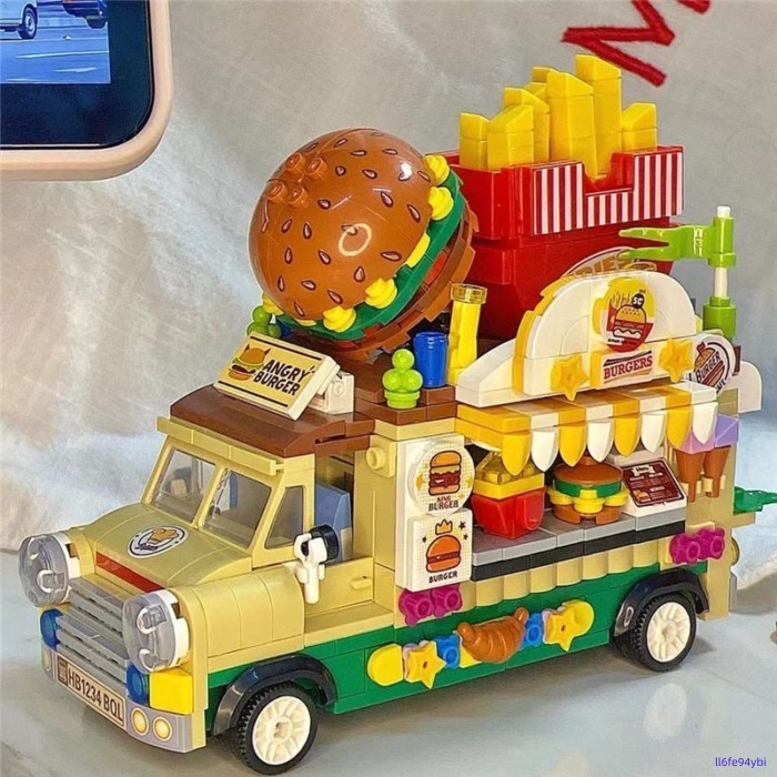 ☀️☀️ Zhegao Burger Ice Cream Cake Dessert Fruit Wedding Car Small Particle Assembled Building Block