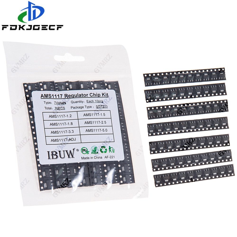 Bộ Chip điều chỉnh 7Values AMS1117 SOT223 (1.2 / 1.5 / 1.8 / 2.5 / 3.3 / 5.0 / ADJ) cho dự án nguồn 