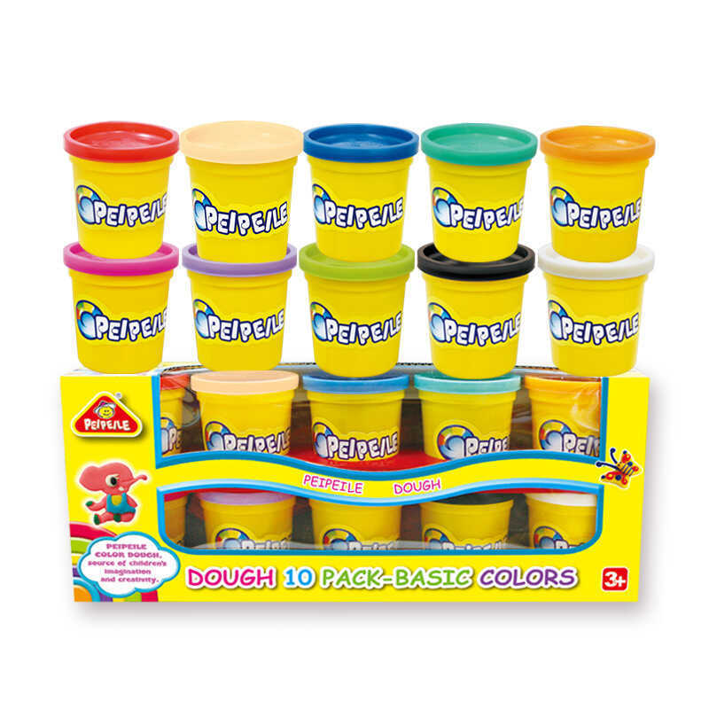 Peipei Le 10 Màu 3 Ams Trẻ Em Đơn Sắc Cốc Lớn Chống Khô Màu Bùn Plasticine DIY3d1 Gói Đổ Lại