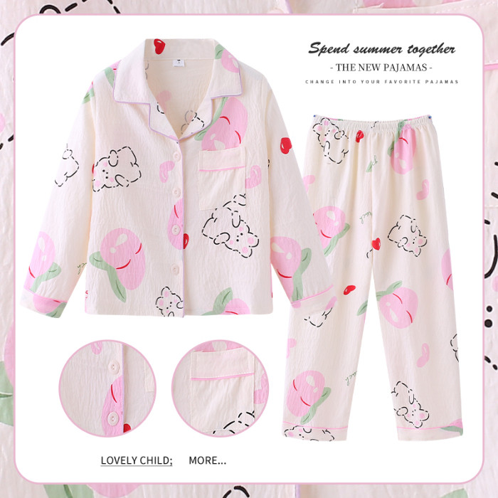 2026 New Year Collection Flash Sale Baby Clothes Lovely Teen's Long Sleeve Nightclothes Girls Poly-c