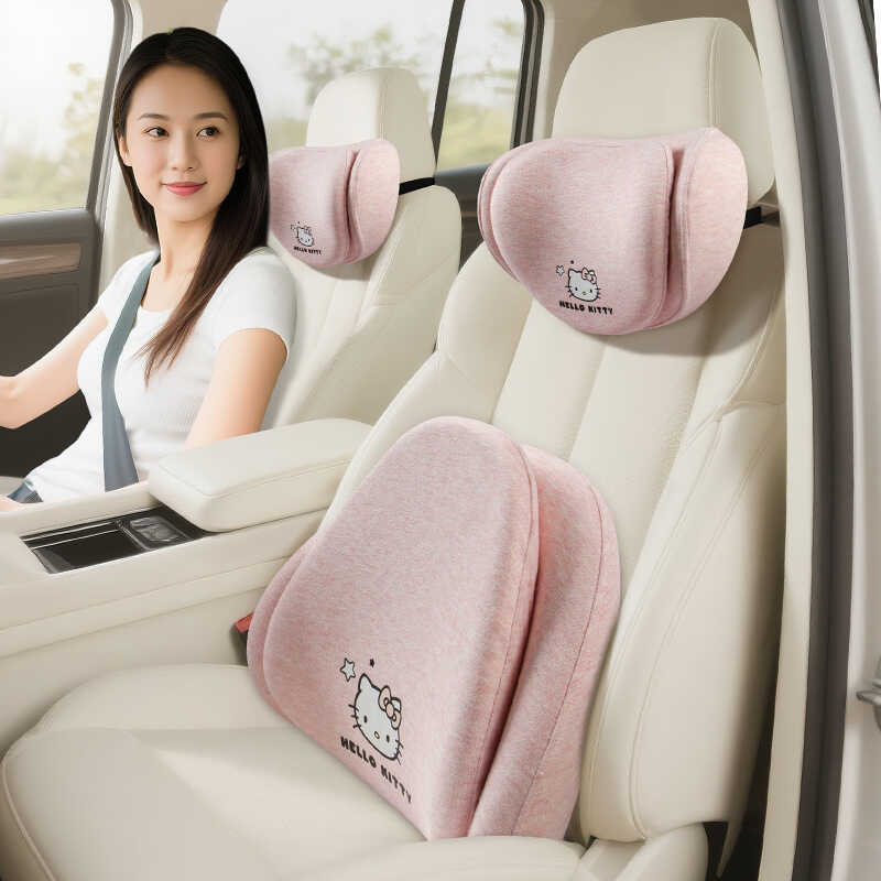 Kitty Kitty Kitty Kitty Hỗ Trợ Thắt Lưng Lái Xe Chính Tựa Lưng Đệm Hỗ Trợ Cổ Tựa Đầu Ô Tô Cô Gái Lái