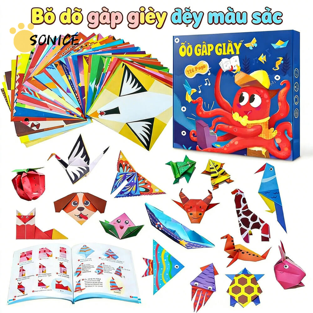 Giấy Origami cho trẻ em 54 tờ Bộ giấy Origami đầy màu sắc Sách Origami dễ dàng Bộ Origami dành cho t