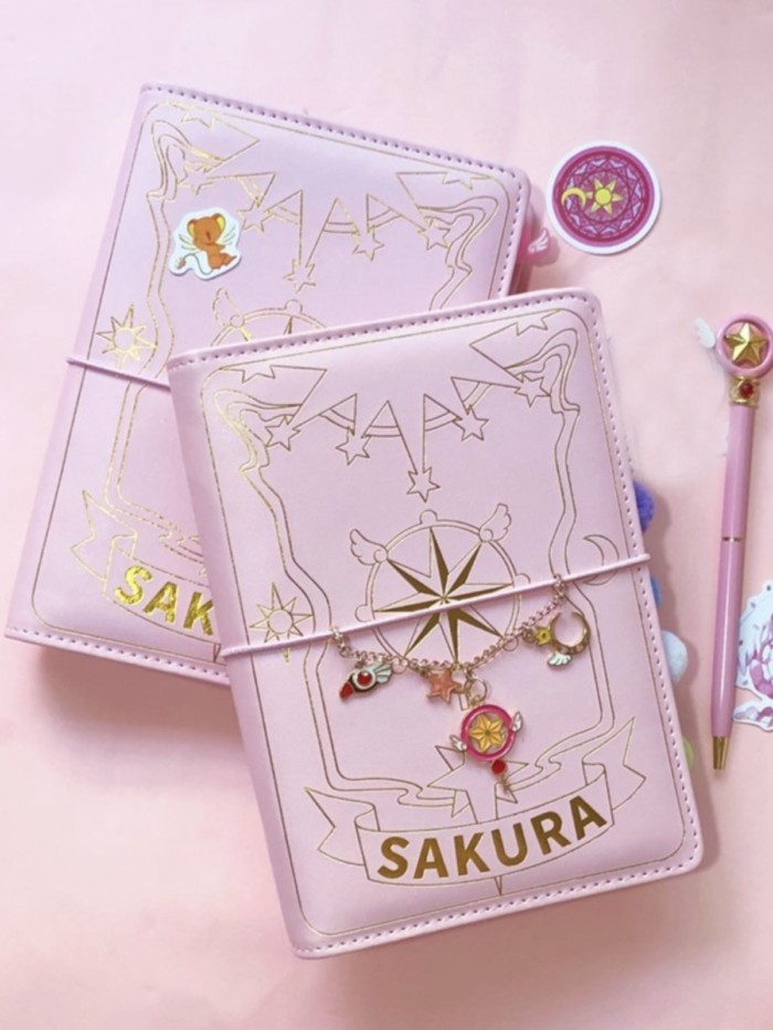 Sản phẩm mới Sổ tay Notepad Cardcaptor Sakura Cardcaptor Sakura Girl Sakura Da có thể tháo rời Bộ sổ