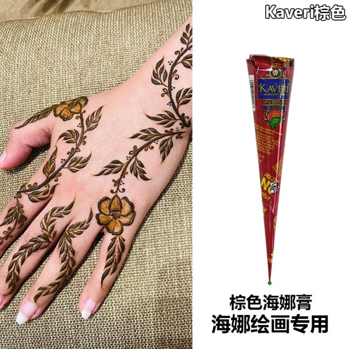 Kaveri Thực Vật Nguyên Chất Nâu Henna Vẽ Tay Kem Ấn Độ Henna Hình Xăm Kem Sơn Cơ Thể Henna Lâu Dài