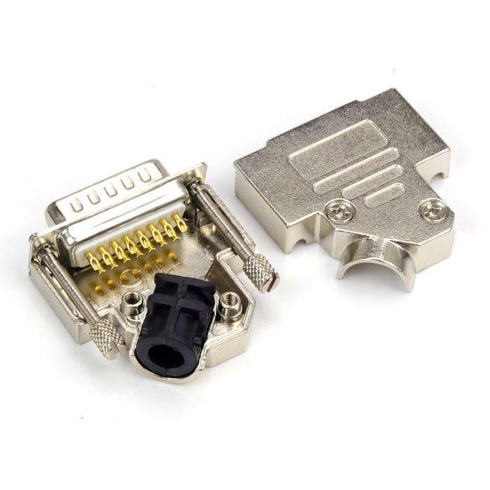 · ·  D-SUB15 Cắm Hai Hàng 15 Pin Vát Ổ Cắm Vỏ 45 Độ Cổng Song Song Đầu Dây Hàn D-SUB15 Đầu Nam
