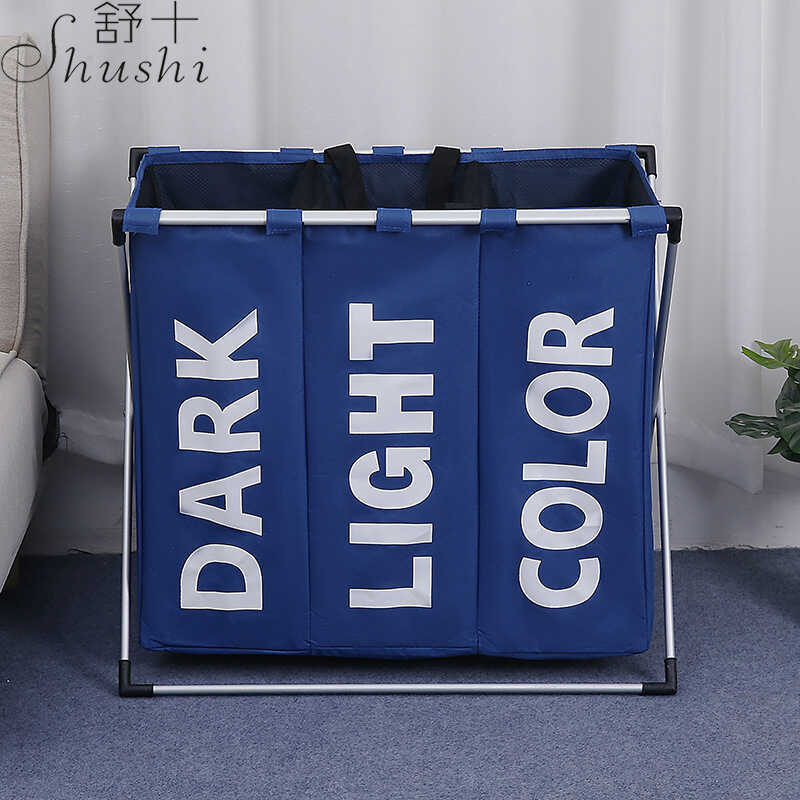 Shu Shi Khung Nhôm Vải Giỏ Giặt Đồ Chơi Sáng Tạo Giỏ Bảo Quản Vải Oxford Có Thể Gập Lại Bẩn Quần Áo 