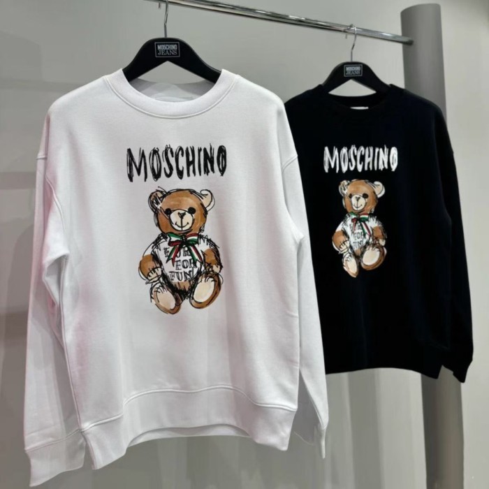 Mới Moschino Hoodie Thu Đông, Cổ Tròn Tay Dài In Hình Gấu Unisex