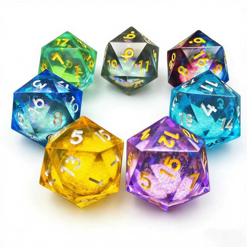 20 Mặt Nhựa Long lanh Xúc xắc 35mm Lõi lỏng DND Dungeon và Dragon TRPG Board Game DND D20