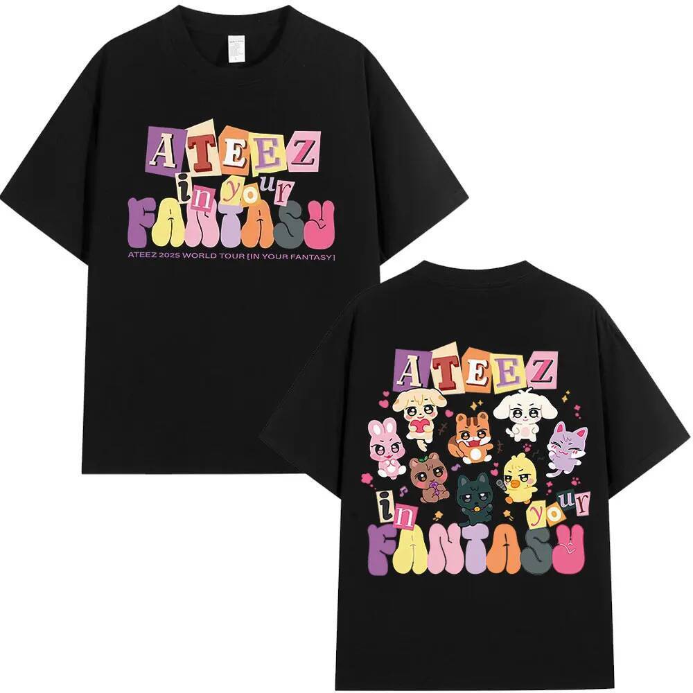Dễ Thương Ateez 2026 World Tour in Your Fantasy Áo Fan Hàn Quốc Áo Thun Thời Trang Nam Nữ Cotton Áo 