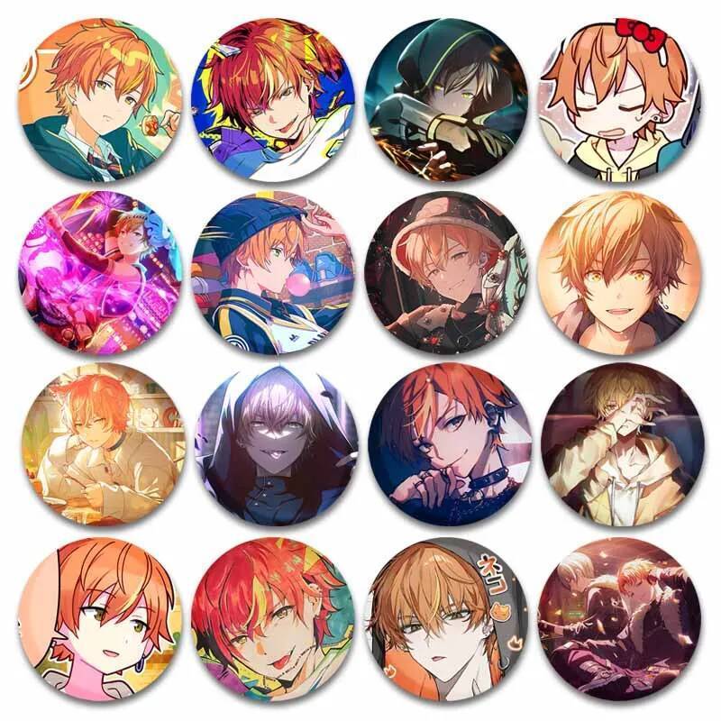 Huy hiệu nhân vật Shinonome Akito từ Sekai, dễ thương, thổ cẩm với túi pin